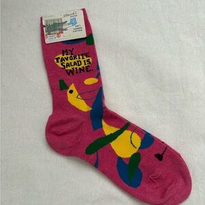 Blue Q Women’s Crew Socks - Size 5-10 - My Favorite Salad is Wine 1 Pair